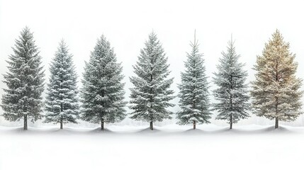 Obraz premium Charming Christmas Tree Collection: Embracing the Magic of Snowy Landscapes
