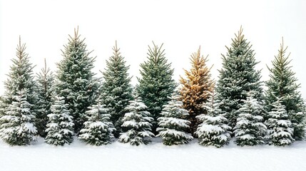 Obraz premium Charming Christmas Tree Collection: Embracing the Magic of Snowy Landscapes