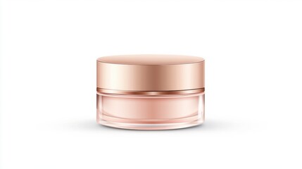 A sleek, modern skincare jar with a rose gold lid, ideal for creams or moisturizers, showcasing elegance and luxury.