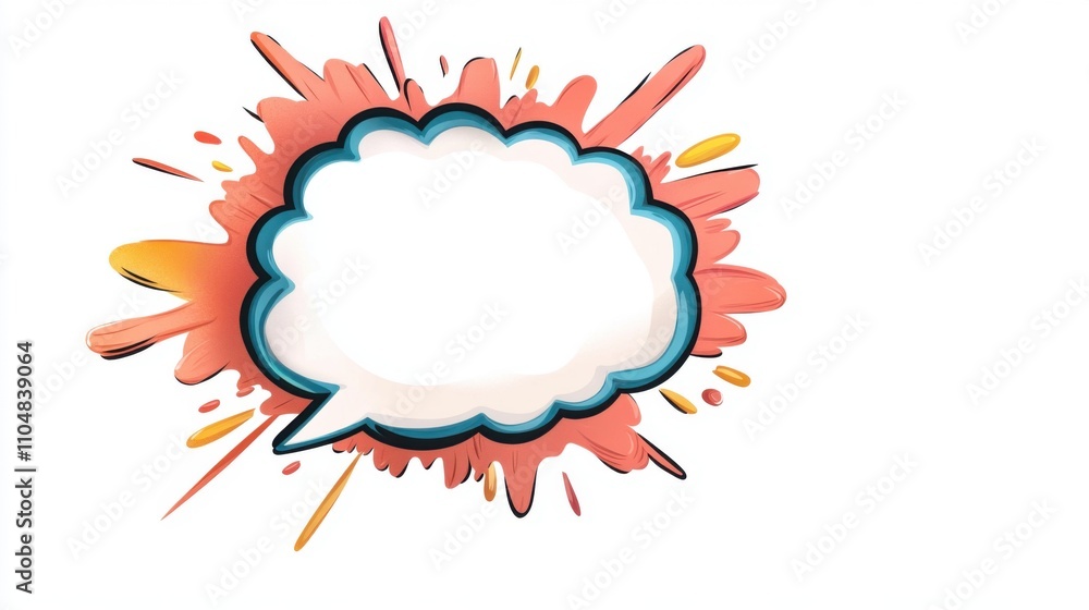 Poster a colorful speech bubble with a vibrant splash background, perfect for conveying messages or thought