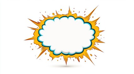 A colorful comic-style speech bubble with an explosion effect, perfect for conveying impactful messages or dialogue.