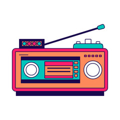 Cute Colorful Vintage Style Radio Sound Audio Music Vector Illustration