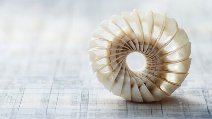 Obraz premium Ancient spiral seashell isolated on black background