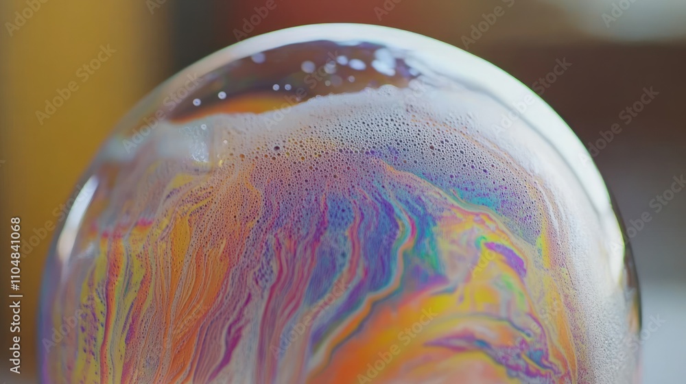 Aufkleber a close-up of a soap bubble displaying vibrant colors and intricate patterns.