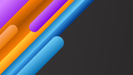 ABSTRACT GRADIENT DARK BACKGROUND DESIGN WITH GEOMETRIC SHAPES GRADIENT ORANGE BLUE PURPLE COLOR VECTOR TEMPLATE GOOD FOR MODERN WEBSITE, WALLPAPER, COVER DESIGN 