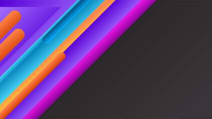 ABSTRACT GRADIENT DARK BACKGROUND DESIGN WITH GEOMETRIC SHAPES GRADIENT ORANGE BLUE PURPLE COLOR VECTOR TEMPLATE GOOD FOR MODERN WEBSITE, WALLPAPER, COVER DESIGN 