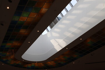 Bright lighting of buildings and structures close-up. Abstract drawings and backgrounds.