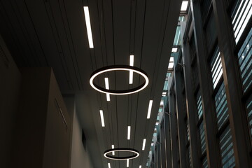Bright lighting of buildings and structures close-up. Abstract drawings and backgrounds.