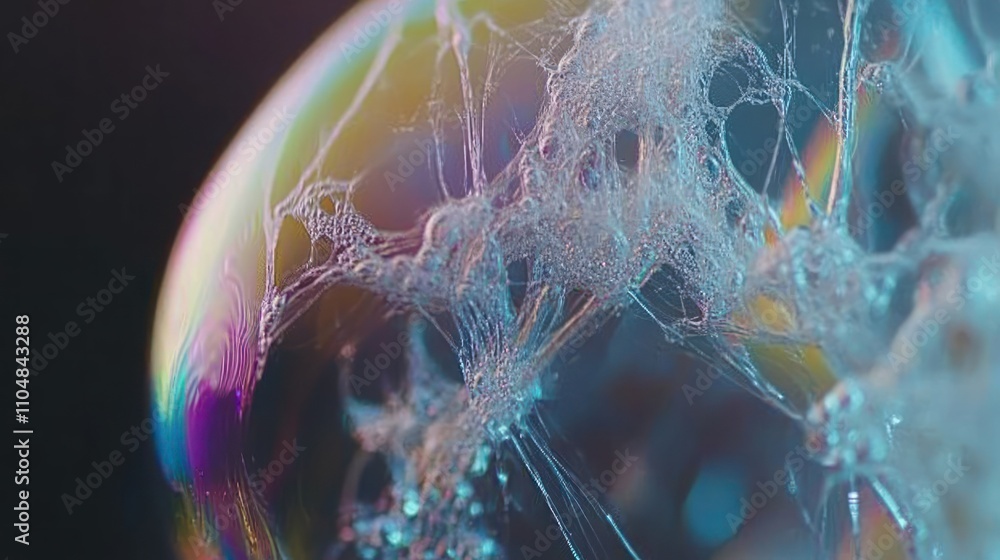 Aufkleber a close-up view of a soap bubble showcasing intricate patterns and colors.