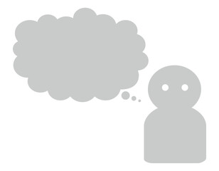 ビジネスアイコン　吹き出し　人　モノクロ　雲形　想像　2