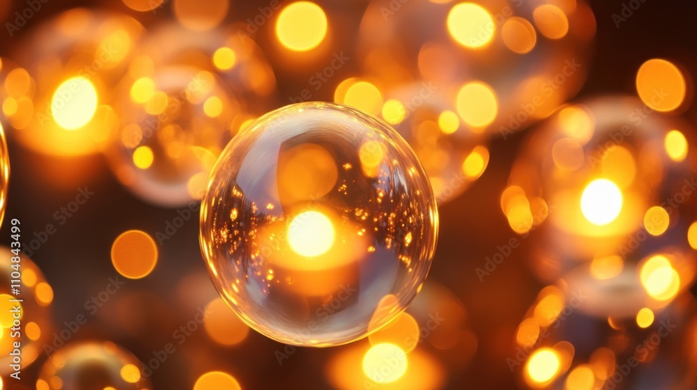 Aufkleber a close-up of glowing bubbles with warm, luminous backgrounds creating an enchanting atmosphere.