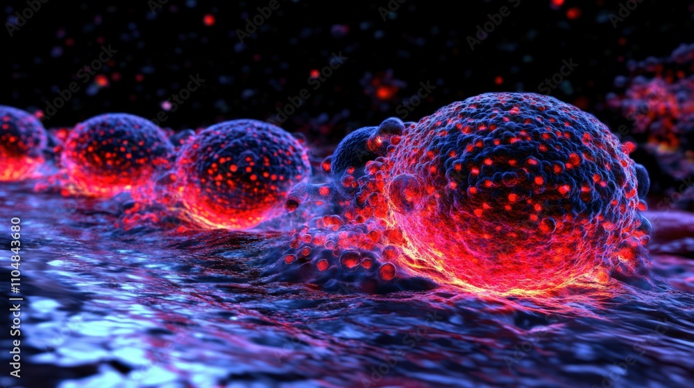 Aufkleber Exploring microscopic cell motion an abstract digital art laboratory environment