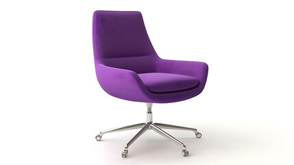 A purple chair with a silver base