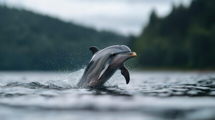 Obraz premium Pacific White sided Dolphin Leaping Ocean Wildlife Marine Mammal Nature Photography