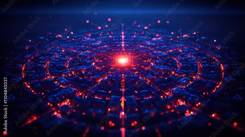 Aufkleber Abstract patterns in dynamic digital visualization of virtual space graphic art