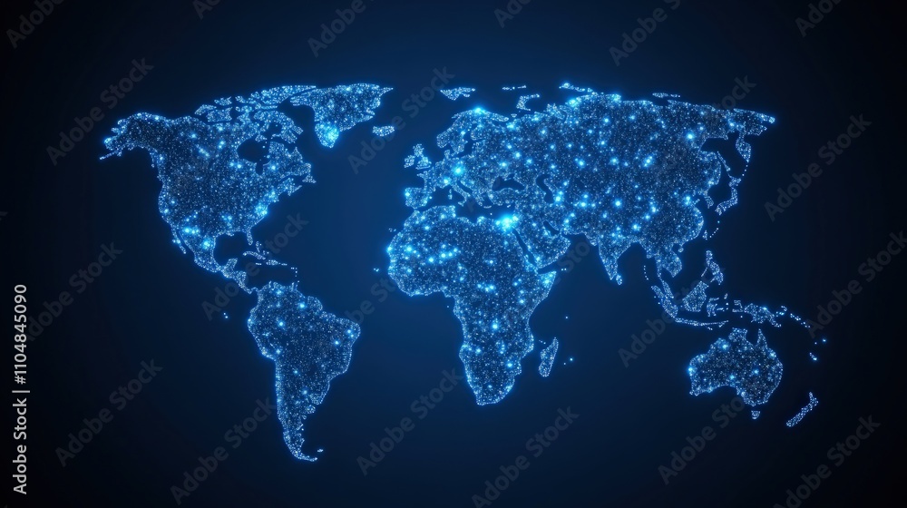 Poster Global connectivity infographic abstract digital map visualization in tech environment