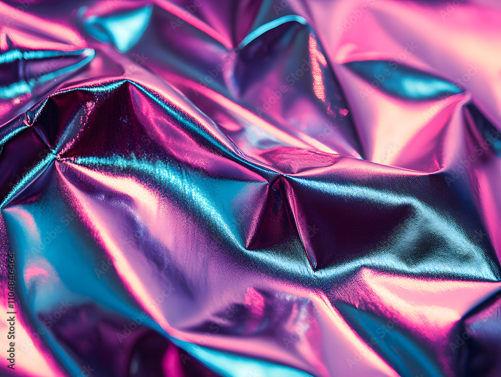 Poster vibrant crinkled metallic surface abstract art close-up studio colorful textures and patterns for mo