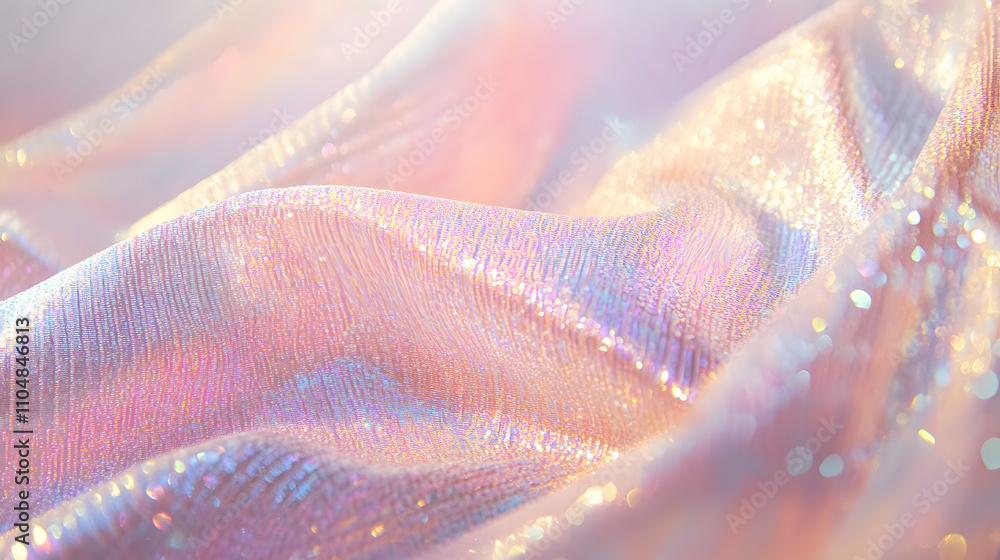 Poster iridescent fabric texture close-up textile studio macro photography soft environment abstract concep