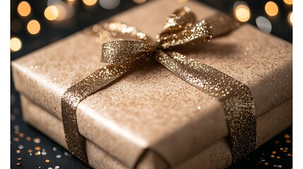 A close-up of hands unwrapping a beautifully wrapped Christmas gift