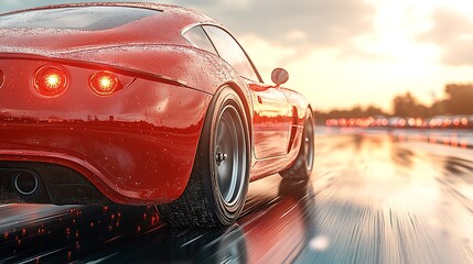 A family building a snowman together in front of a snow-covered house with glowing lights
