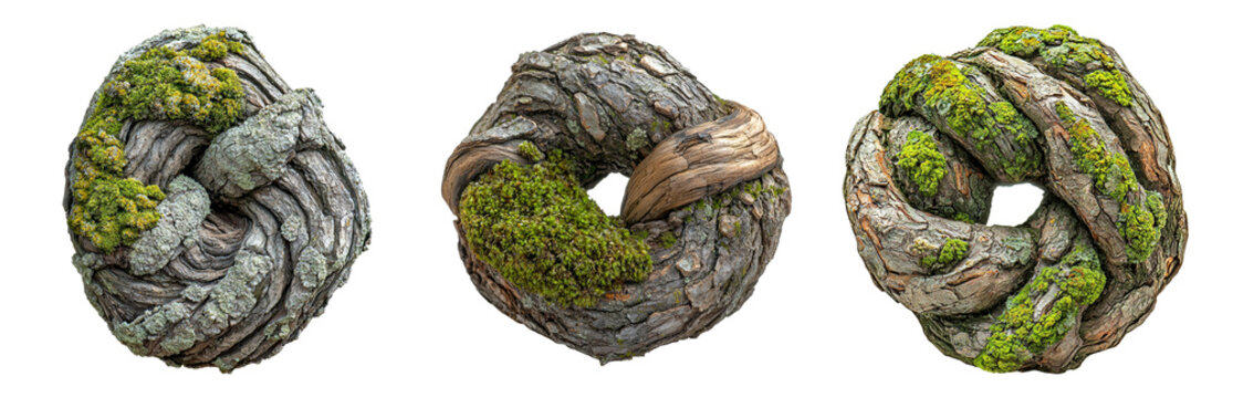 Natural Knots with Moss and Texture Isolated on transparent background png