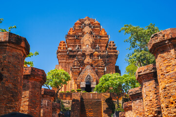 Ponagar Tower in the middle of Nha Trang city, Khanh Hoa province, Vietnam.