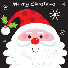 christmas card, gift bag orbox design with cute santa