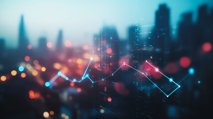  Smart digital city with connection cyber security network reciprocity over the twilight cityscape.future wireless digital city and social media networking systems that connects people within the city