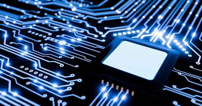 Motherboard panel, electronic device or main board. Industrial technology image within industrial machinery. or a circuit board. CPU or processor chip on a circuit board. 3D rendering