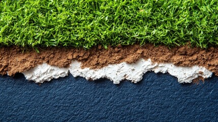 Lush Green Grass Brown Soil White Texture Background Image