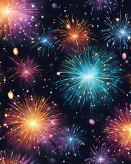 Fototapeta premium new year fireworks, colorful fireworks, bright explosions, night celebration, happy new year, midnight fireworks, festive sky, glowing lights, party fireworks, vibrant bursts, sparkling night, celebra