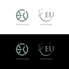 EU minimalist and classic logo set design. EU monogram circle shape vector. EU unique design.