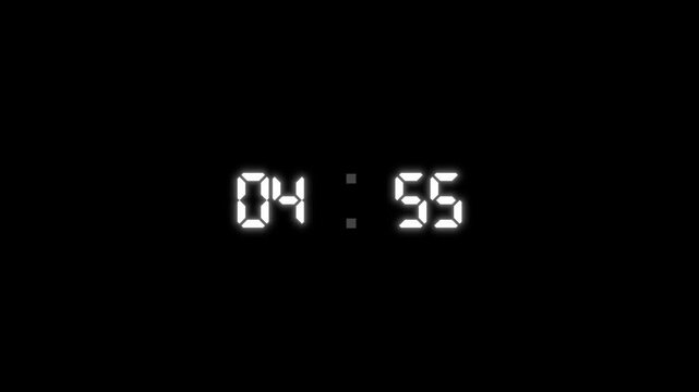 Five Minute Timer. 5 Minute Animation Countdown Timer. Countdown 5 Minutes Animation. 4K Resolution