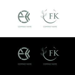 FK minimalist and classic logo set design. FK monogram circle shape vector. FK unique design.