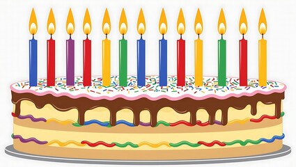 Festive Birthday Cake with Colorful Candles