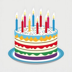 Festive Birthday Cake with Colorful Candles