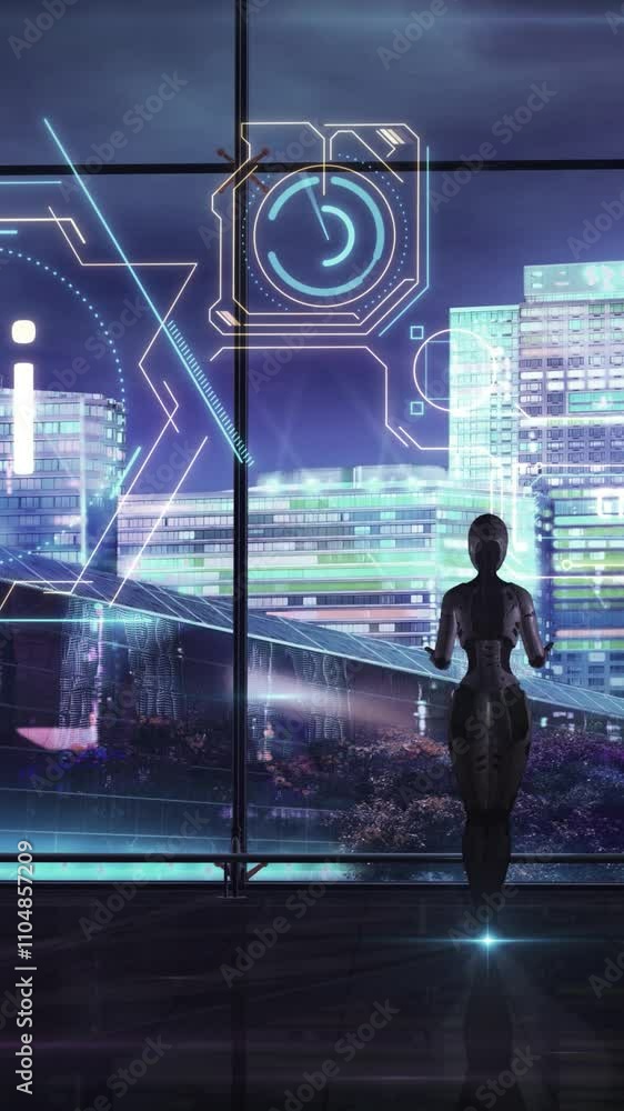 Poster virtual digital space with artificial intelligence. 3d render