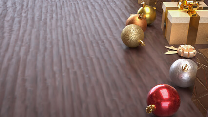 The Christmas decor Background for Holiday concept 3d rendering.