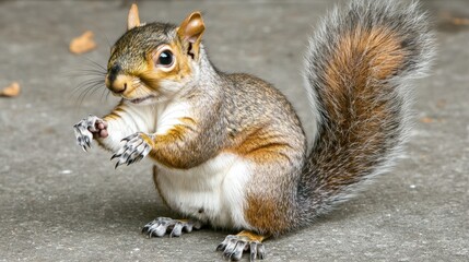 Obraz premium Adorable Grey Squirrel Posing Outdoors Wildlife Photography
