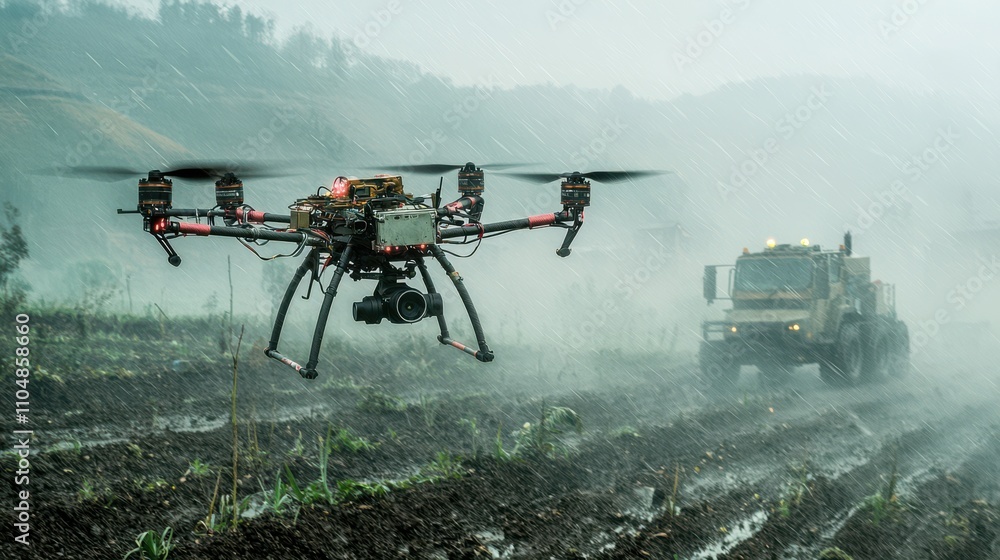 Poster strategic diy combat drone targeting heavy machinery in agricultural fields a guide to building and 