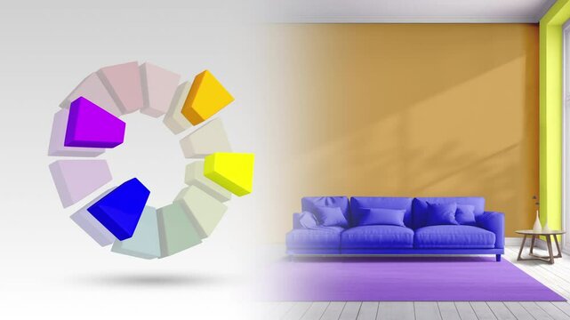 Tetradic color scheme of blue,voilet,yellow,orange