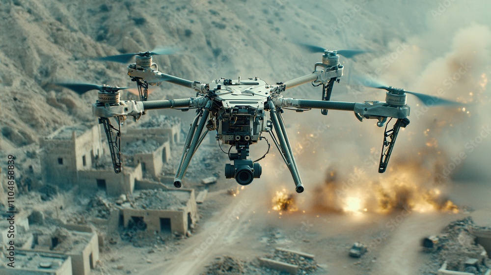 Aufkleber diy drone operation delivering explosives to a fortified location action-packed technology in a war-
