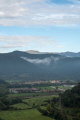 Naklejka premium Views from the Montsacopa Volcano in the city of Olot in Catalonia in Spain