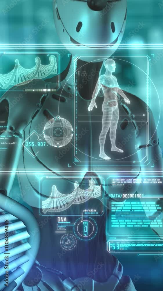 Canvas Prints artificial intelligence works with human dna. 3d render