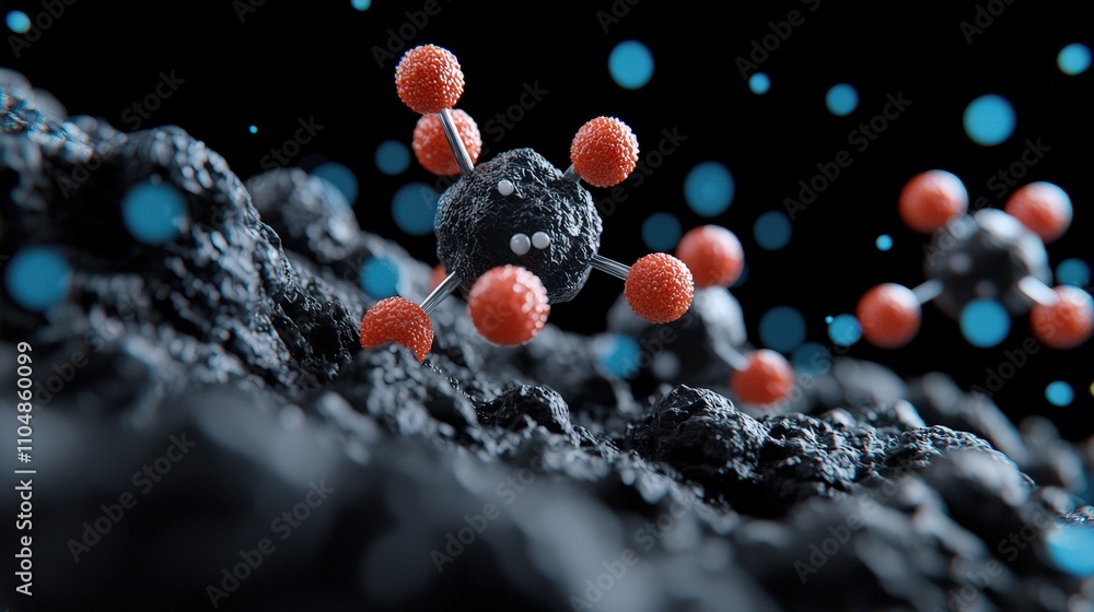 Poster abstract 3d rendering molecular structure science technology background