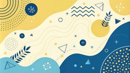 Naklejka premium Abstract geometric pattern in blue and yellow tones