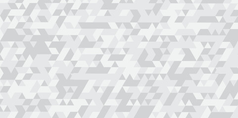 Abstract geometric white and gray background seamless mosaic and low polygon triangle texture wallpaper. Triangle shape retro wall grid pattern geometric ornament tile vector square element.
