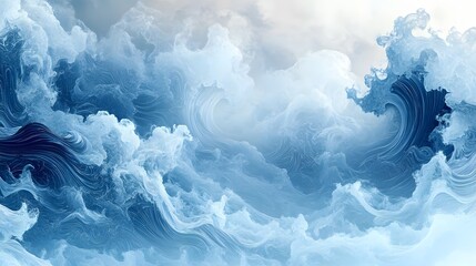 Obraz premium Abstract swirling blue cloudscape, ethereal texture.