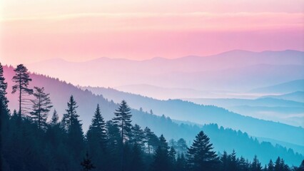 Obraz premium Serene mountain landscape at dawn with pastel skies