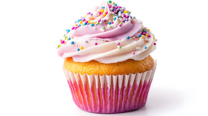 A beautifully decorated a cupcake isolated on white background